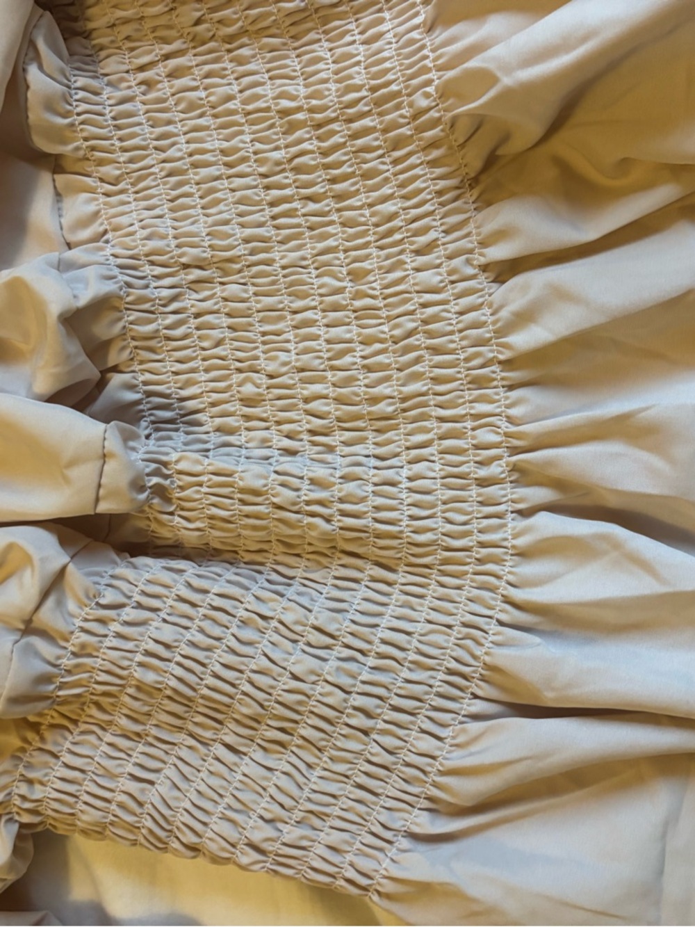 Smocked Off-Shoulder Blouse in Pale Beige - Picture 3 of 4